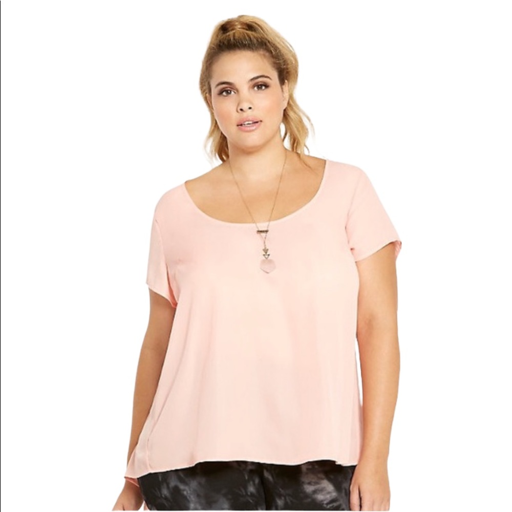 Torrid plus size georgette hi-low inset pink top size 1x women